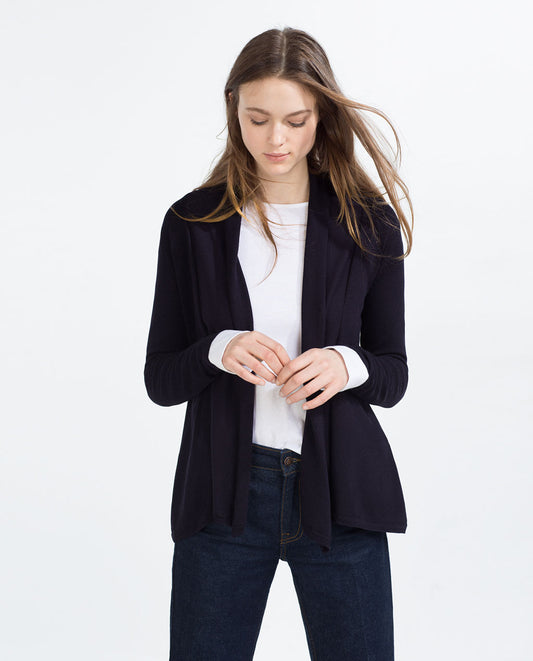 DRAPED NECK CARDIGAN