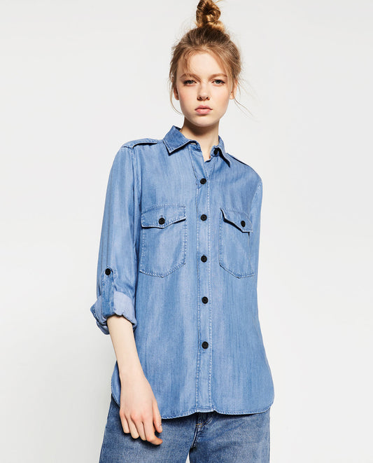 DENIM MILITARY SHIRT