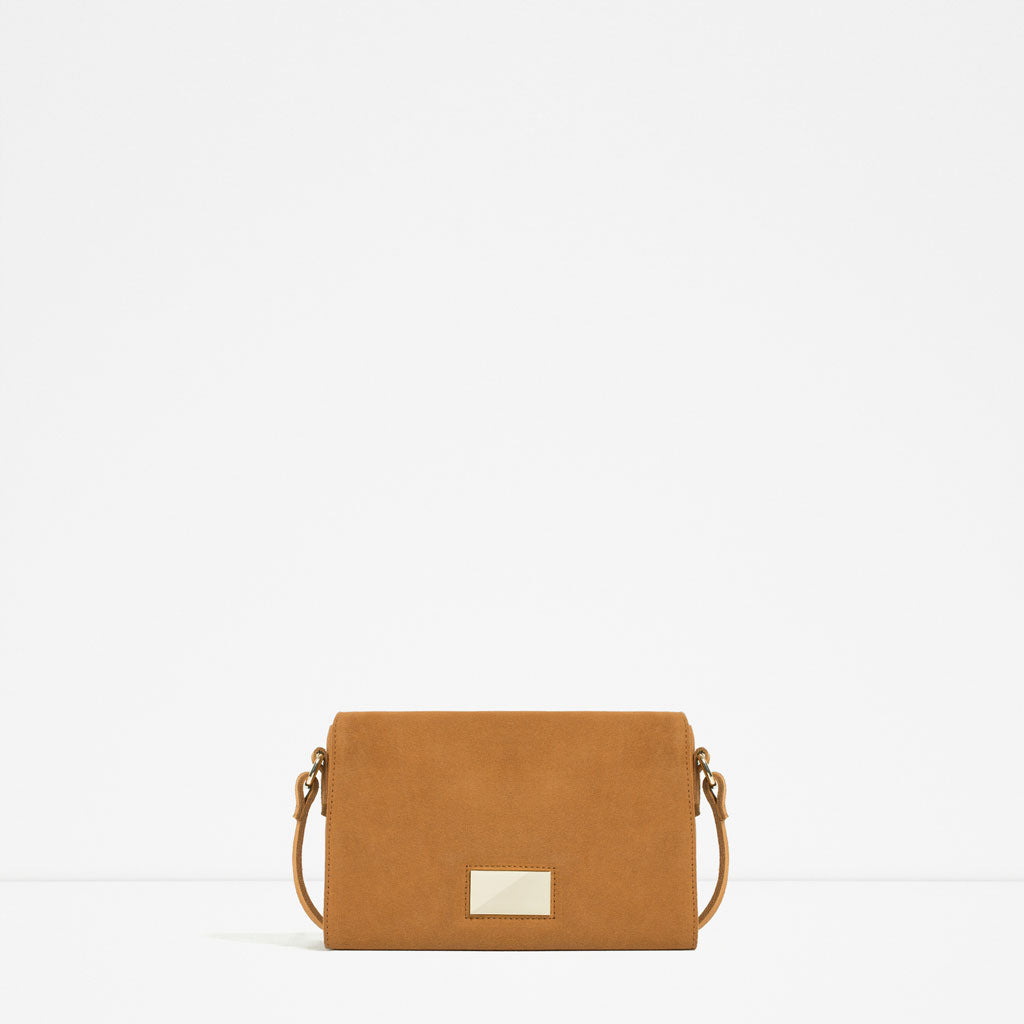 METALLIC DETAIL LEATHER CROSS BODY BAG